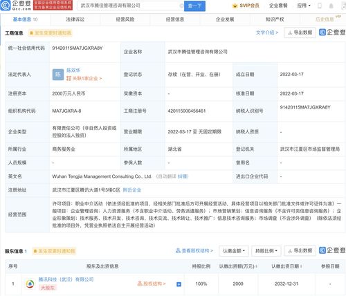 騰訊跨界出擊 成立管理咨詢公司，注冊資本2000萬元拓展勞務(wù)派遣服務(wù)新賽道